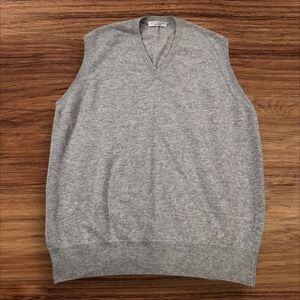 MAISON CASHMERE Made in Italy 3XL Gray 100% Cashmere V-Neck Sweater Vest